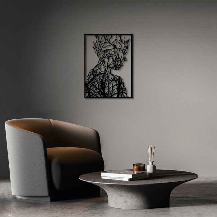 Wallity Tree Man - Model 319 Escultura de pared de metal negra